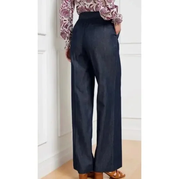 Talbots Tailored Indigo Wide Leg Pants Blue Size 6 - Picture 3 of 11